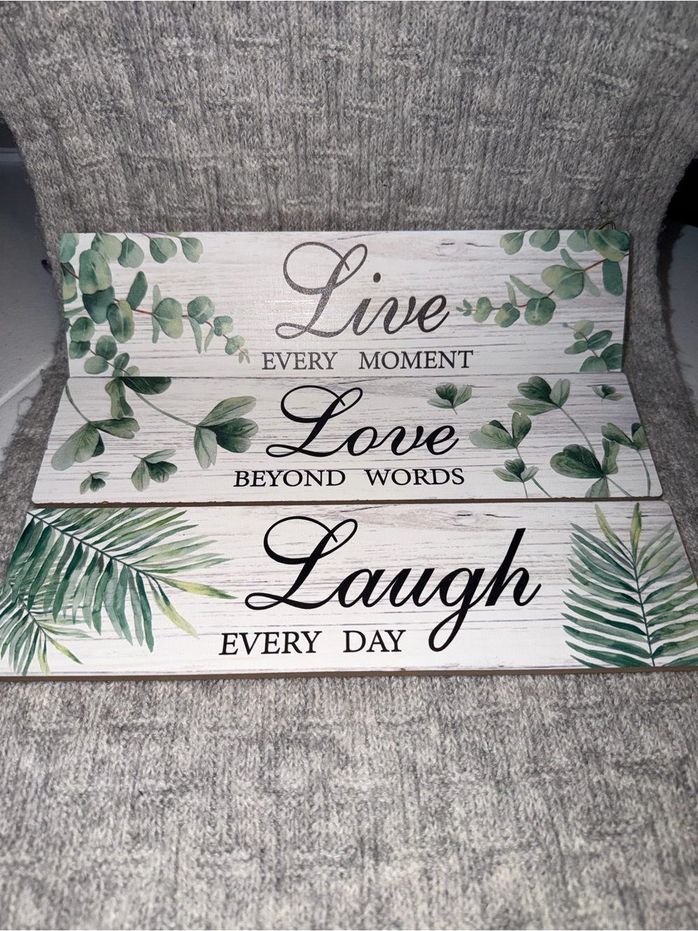 Live Love Laugh Green Botanical Wall Plaque - Home Wall Decor